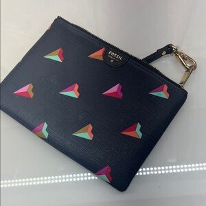 Fossil Black Wristlet with Vibrant Geometric Accents
